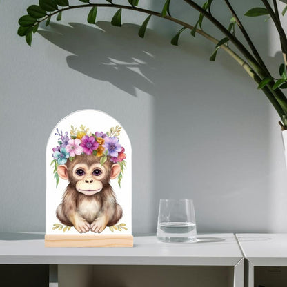 Sloth - Lightweight Arch Acrylic Table Sign with Wood Stand