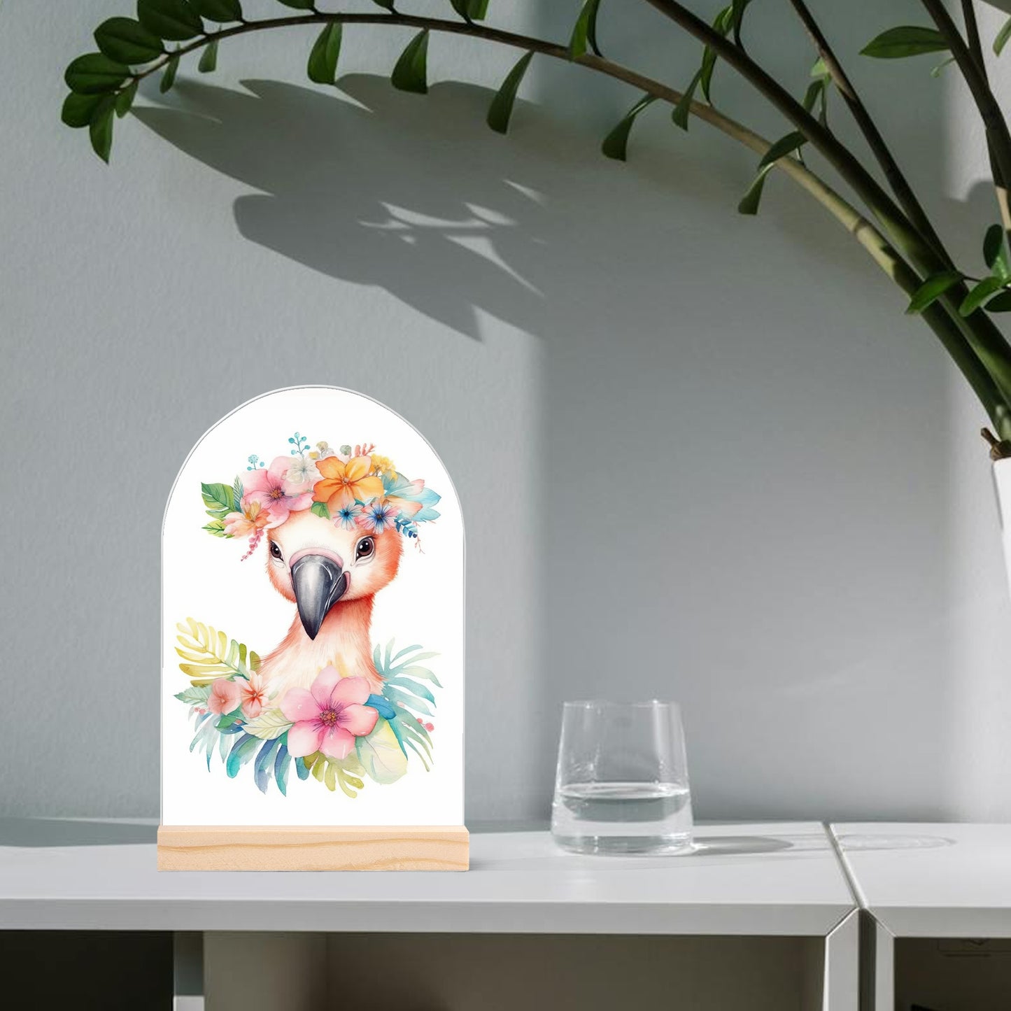 Sloth - Lightweight Arch Acrylic Table Sign with Wood Stand