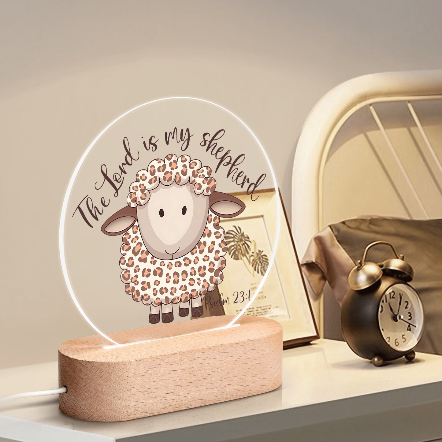 The Lord Is My Shepherd - Christian Acrylic Round Lamp Night Light Home Decor