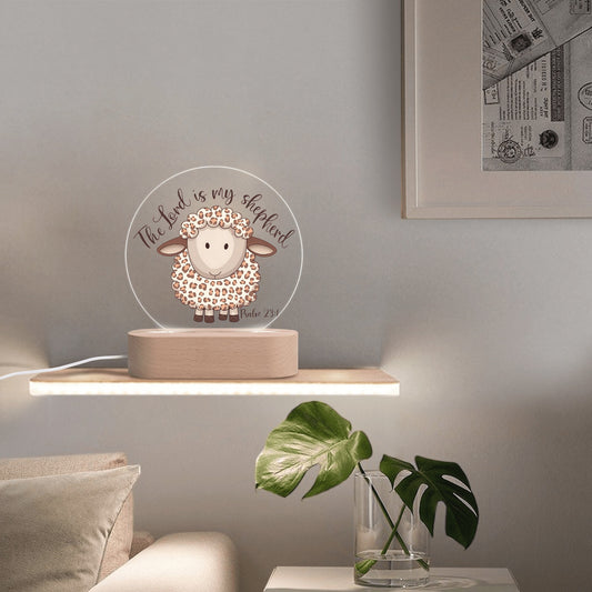 The Lord Is My Shepherd - Christian Acrylic Round Lamp Night Light Home Decor