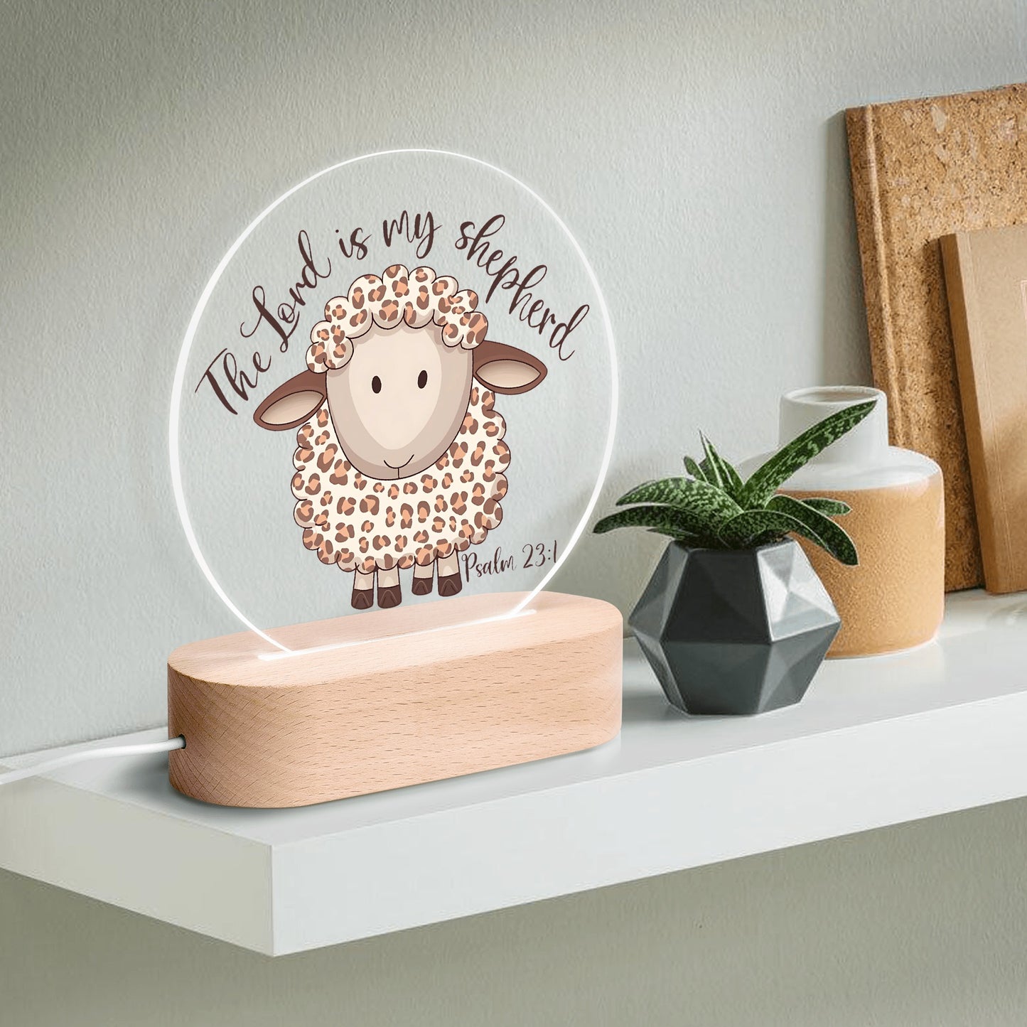 The Lord Is My Shepherd - Christian Acrylic Round Lamp Night Light Home Decor