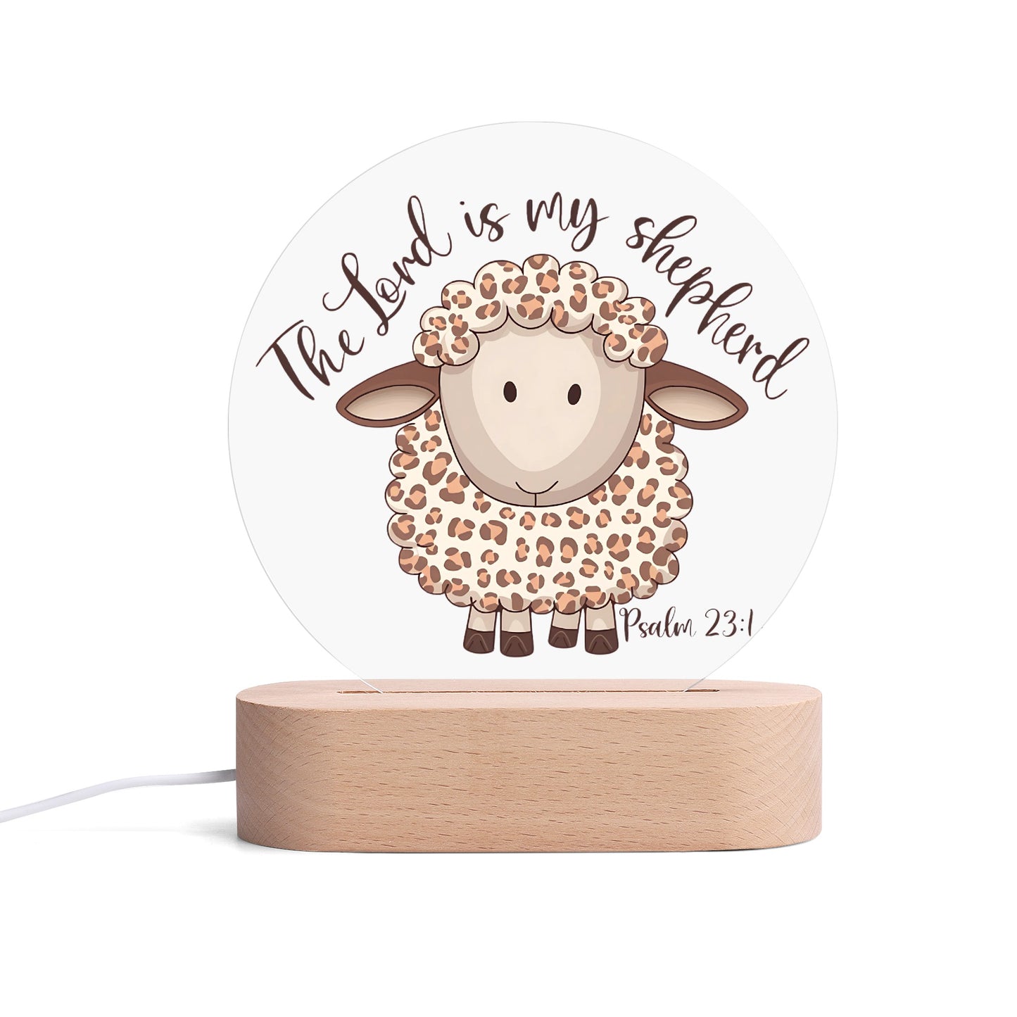 The Lord Is My Shepherd - Christian Acrylic Round Lamp Night Light Home Decor