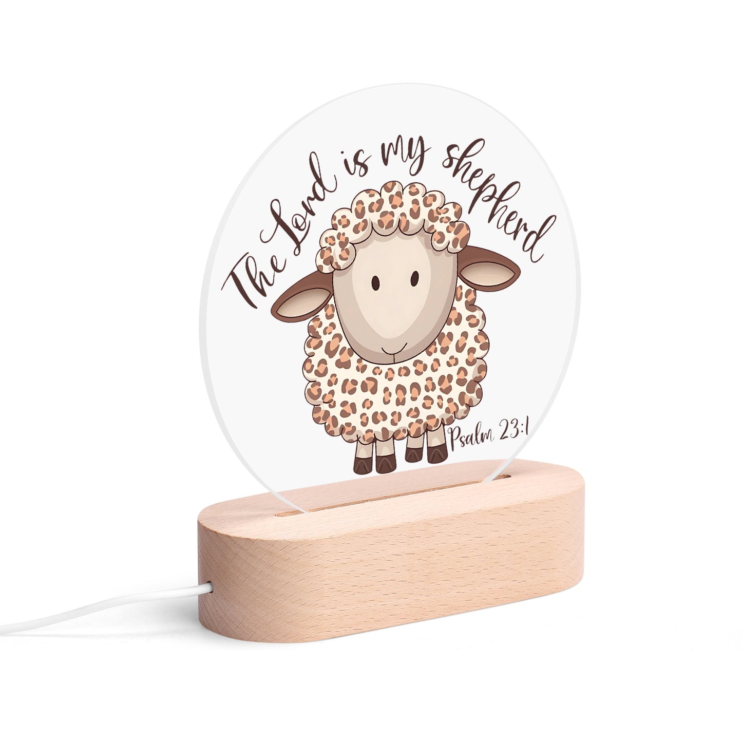 The Lord Is My Shepherd - Christian Acrylic Round Lamp Night Light Home Decor