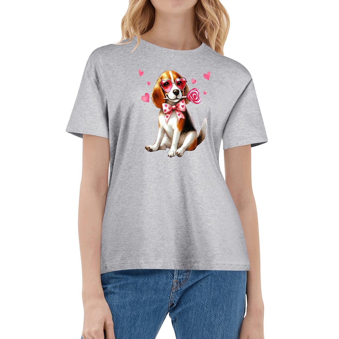 Valentines Day Pooches Part 2 - Womens 100% Soft Cotton Dog T-Shirt