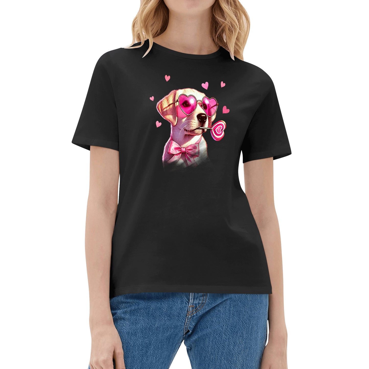 Valentines Day Pooches Part 3 - Womens 100% Soft Cotton Dog T-Shirt