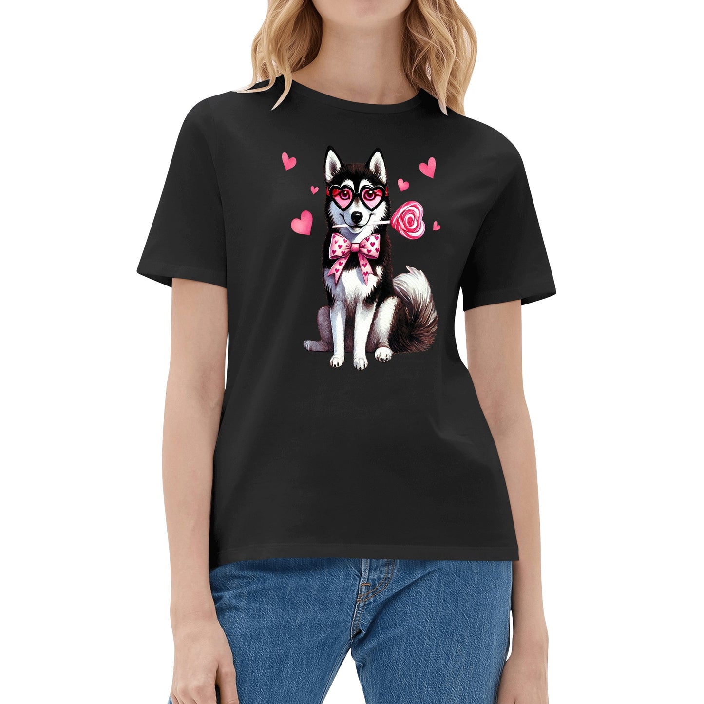 Valentines Day Pooches Part 3 - Womens 100% Soft Cotton Dog T-Shirt