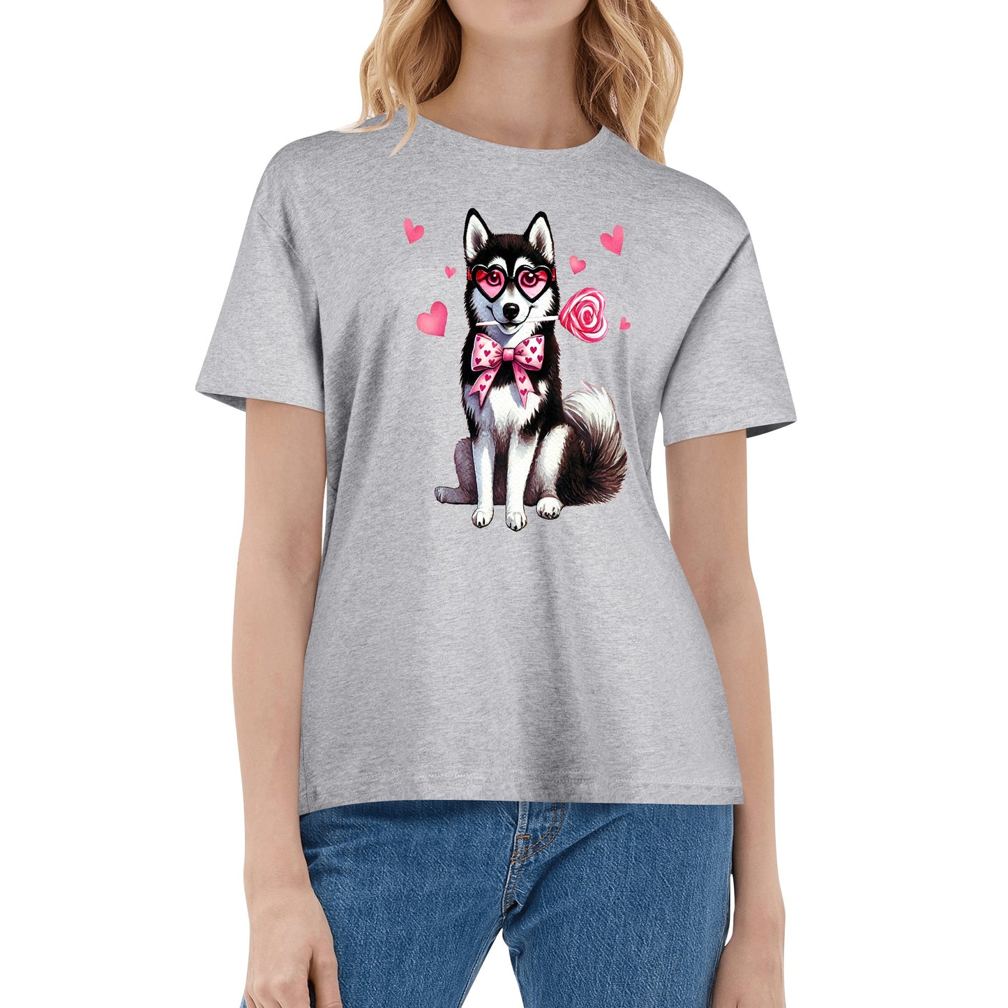 Valentines Day Pooches Part 3 - Womens 100% Soft Cotton Dog T-Shirt