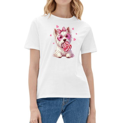 Valentines Day Pooches Part 3 - Womens 100% Soft Cotton Dog T-Shirt