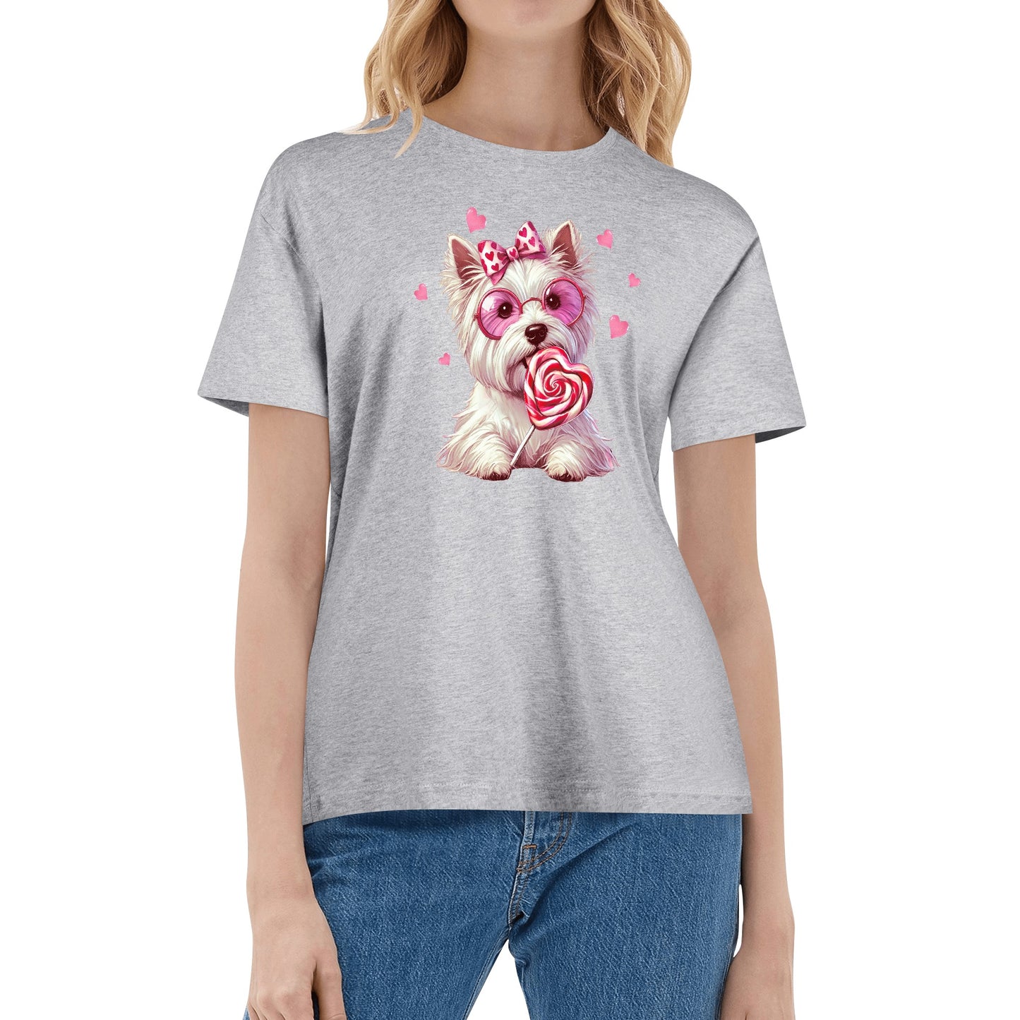 Valentines Day Pooches Part 3 - Womens 100% Soft Cotton Dog T-Shirt