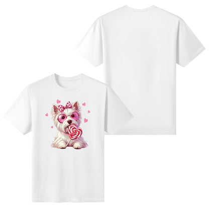 Valentines Day Pooches Part 3 - Womens 100% Soft Cotton Dog T-Shirt