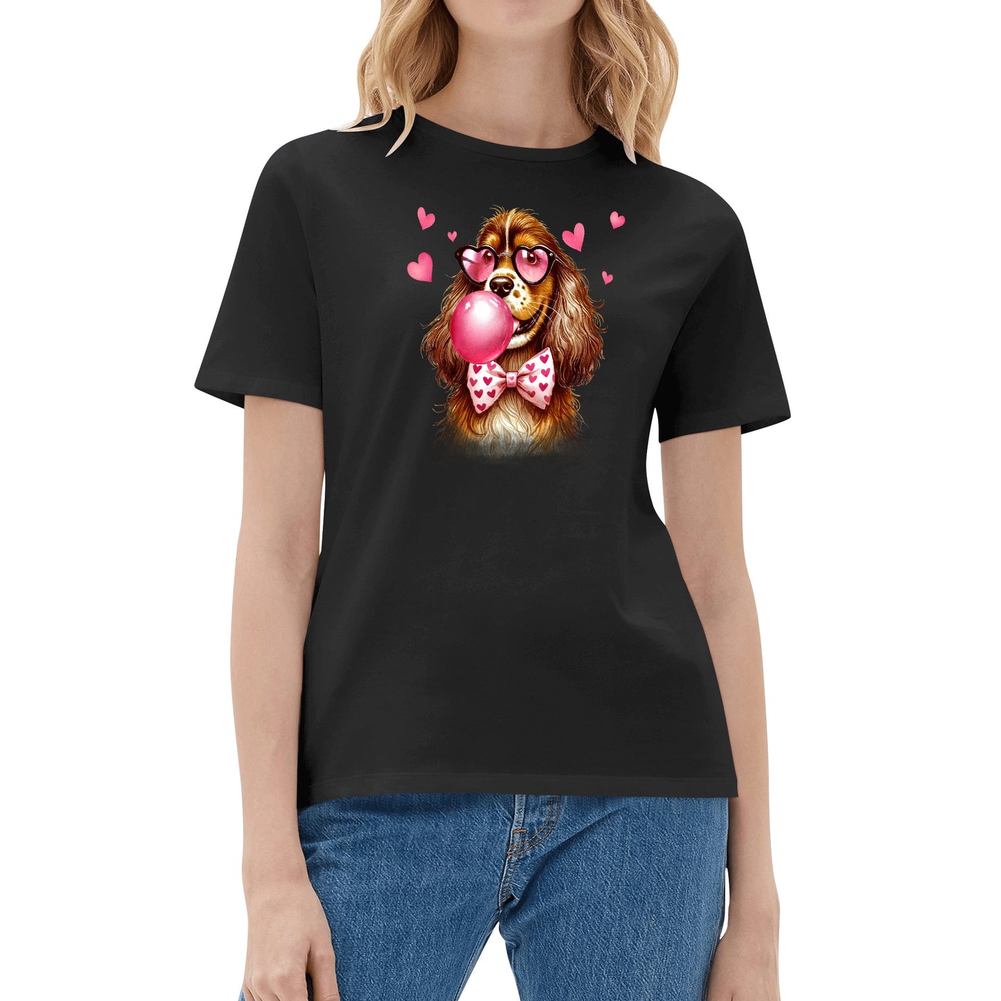 Valentines Day Pooches Part 3 - Womens 100% Soft Cotton Dog T-Shirt