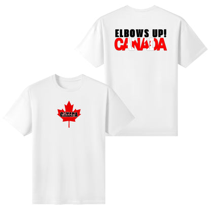 Elbows Up! | Canada Strong - Womens (Double-Sided) 100% Soft Cotton T-Shirt