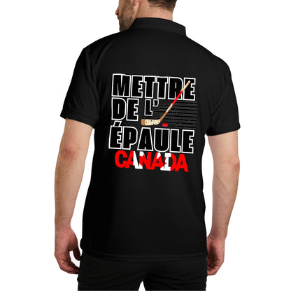 Mettre de l’épaule - Canada forte - Unisex Adult (Front & Back Print) 100% Cotton Polo Shirt