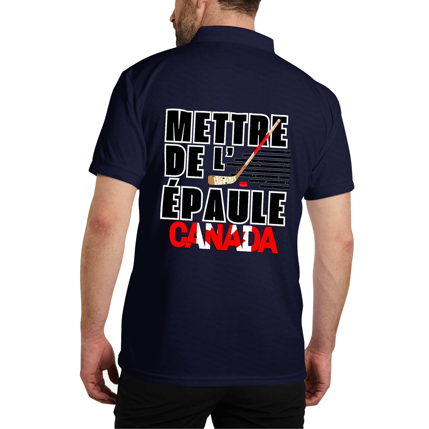 Mettre de l’épaule - Canada forte - Unisex Adult (Front & Back Print) 100% Cotton Polo Shirt