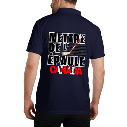 Mettre de l’épaule - Canada forte - Unisex Adult (Front & Back Print) 100% Cotton Polo Shirt