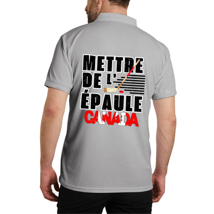 Mettre de l’épaule - Canada forte - Unisex Adult (Front & Back Print) 100% Cotton Polo Shirt