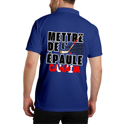 Mettre de l’épaule - Canada forte - Unisex Adult (Front & Back Print) 100% Cotton Polo Shirt