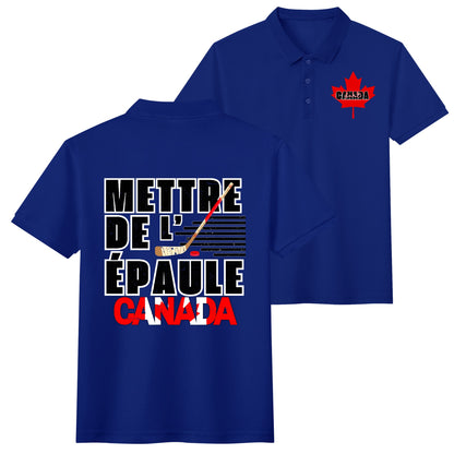 Mettre de l’épaule - Canada forte - Unisex Adult (Front & Back Print) 100% Cotton Polo Shirt