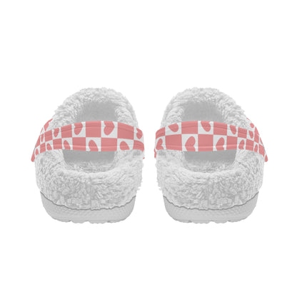 Retro Love & Hearts | Fleece-Lined Clog Slippers - Cozy, Versatile & Made for Everyday Comfort