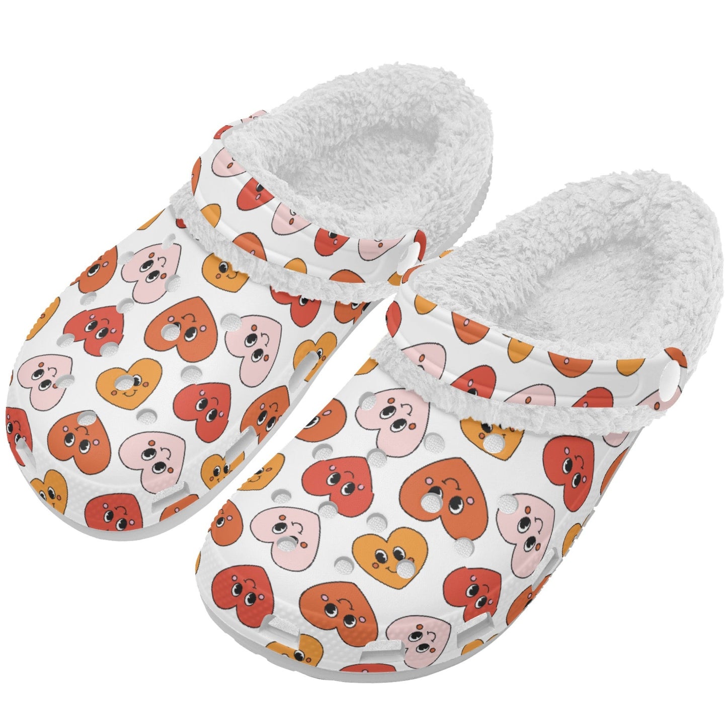 Retro Love & Hearts | Fleece-Lined Clog Slippers - Cozy, Versatile & Made for Everyday Comfort