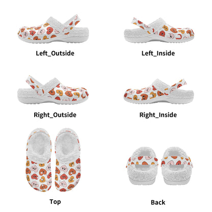 Retro Love & Hearts | Fleece-Lined Clog Slippers - Cozy, Versatile & Made for Everyday Comfort