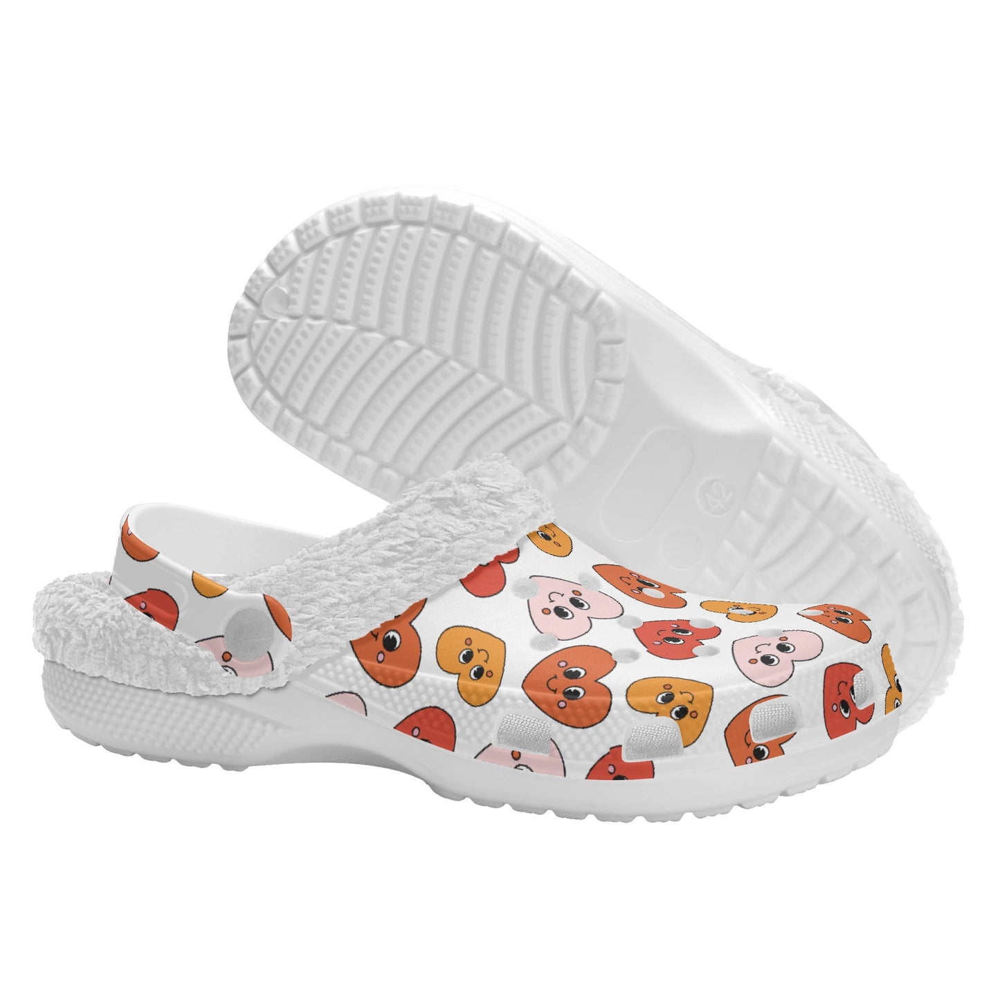 Retro Love & Hearts | Fleece-Lined Clog Slippers - Cozy, Versatile & Made for Everyday Comfort