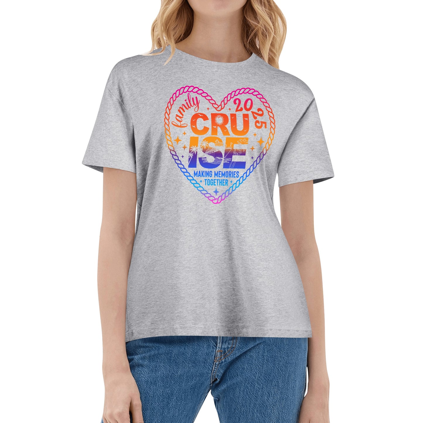 PERSONALIZED - Family Cruise 2025 - Making Memories Together | Womens 100% Soft Cotton T-Shirt (F&B)