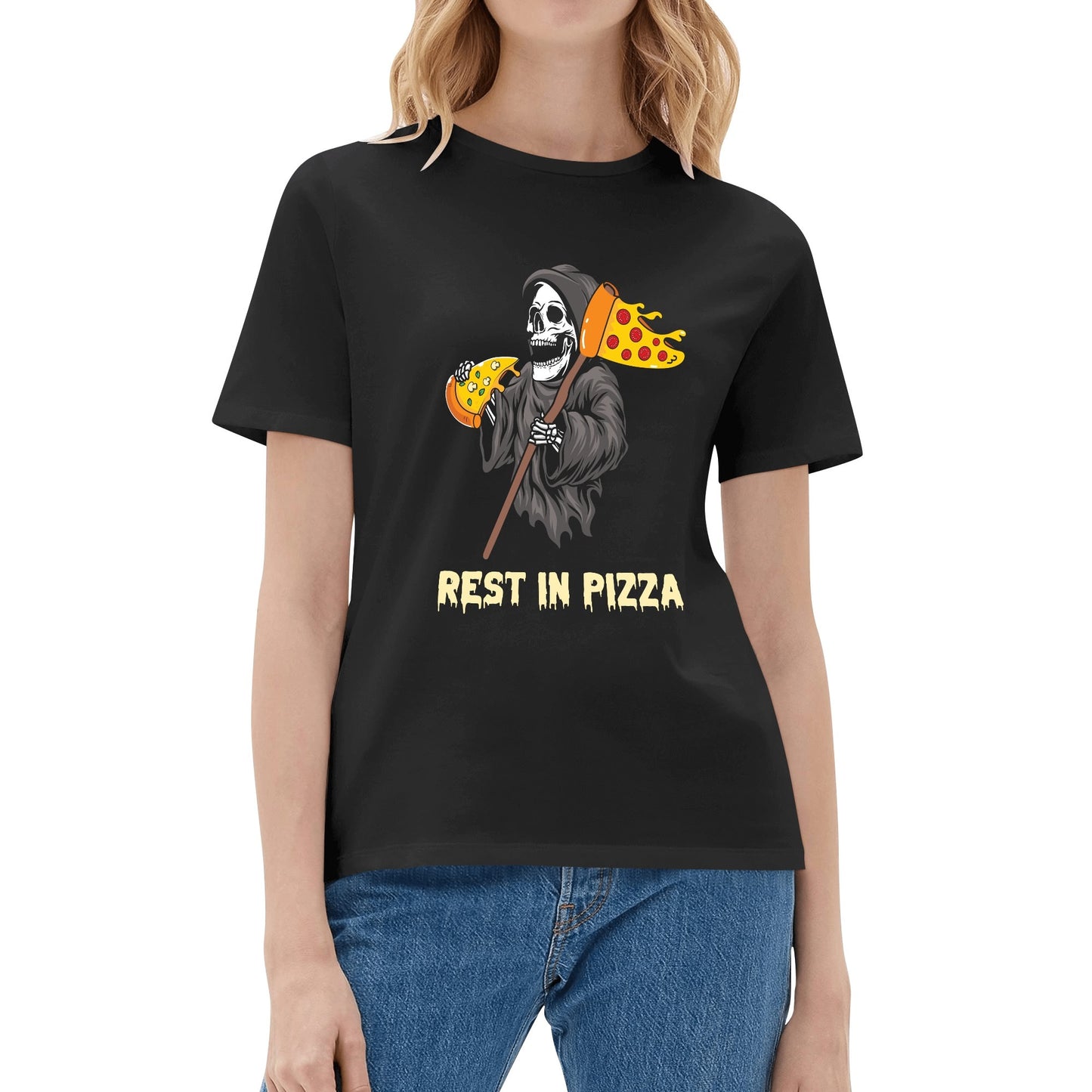Rest in Pizza | Womens 100% Soft Cotton T-Shirt - Pizza Lovin Fun!