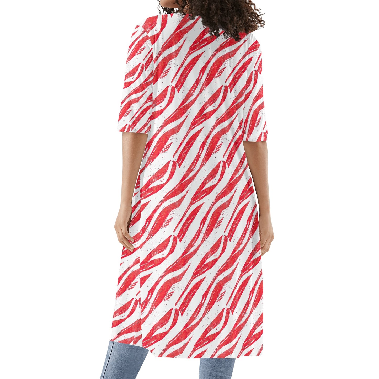 Winter Reds | Womens Half Sleeve Kimono Robe – Lightweight Layers, Effortless Style