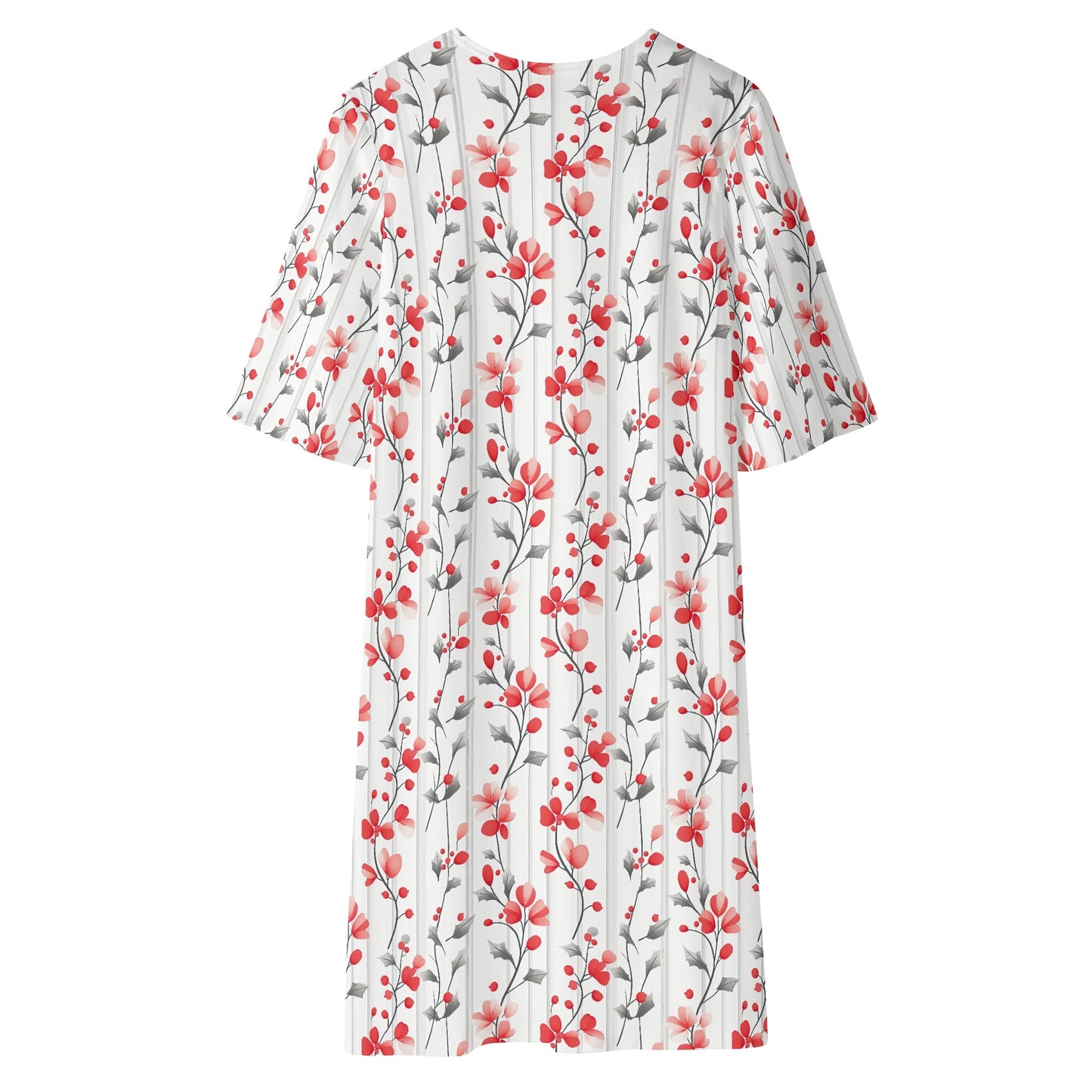 Winter Reds | Womens Half Sleeve Kimono Robe – Lightweight Layers, Effortless Style