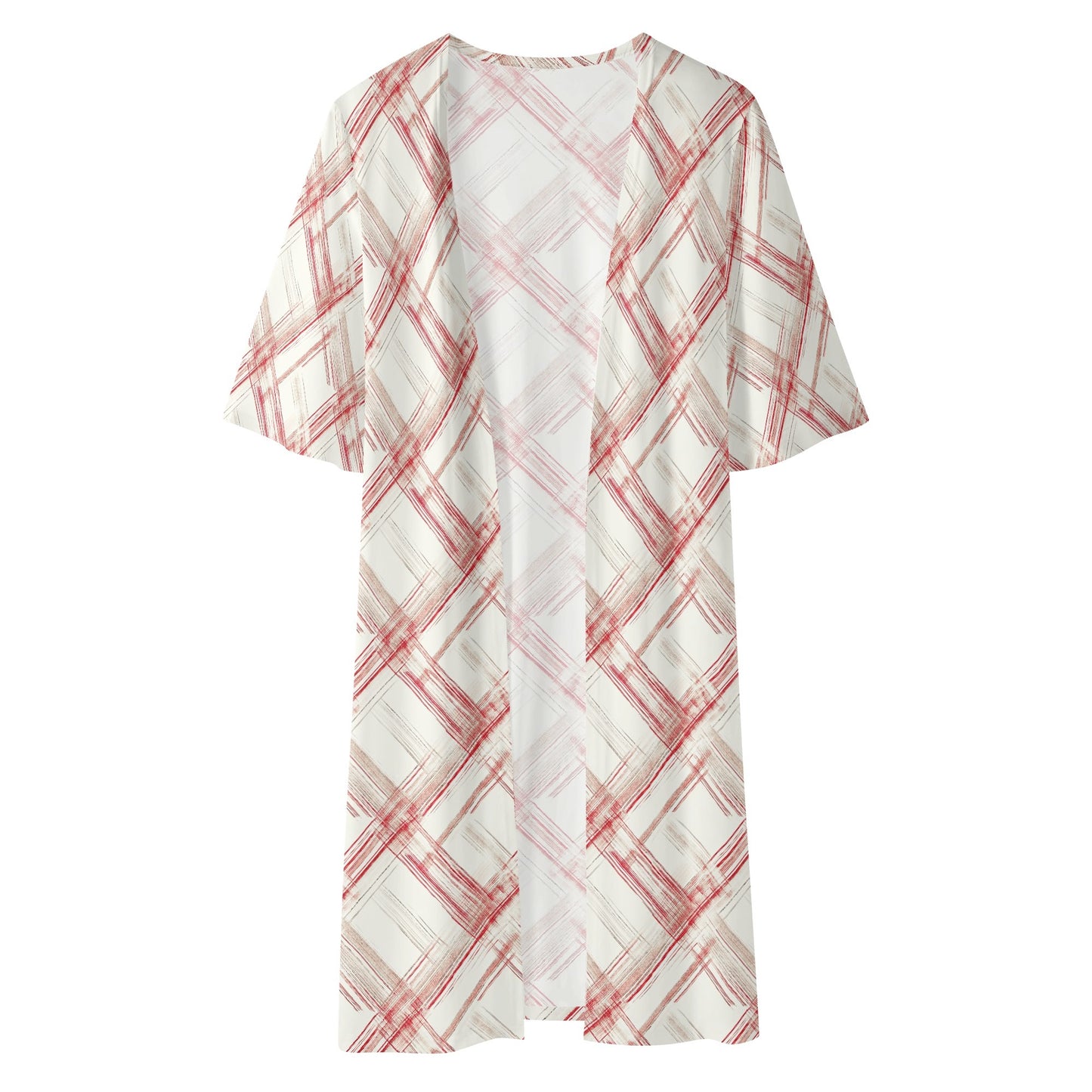 Winter Reds | Womens Half Sleeve Kimono Robe – Lightweight Layers, Effortless Style