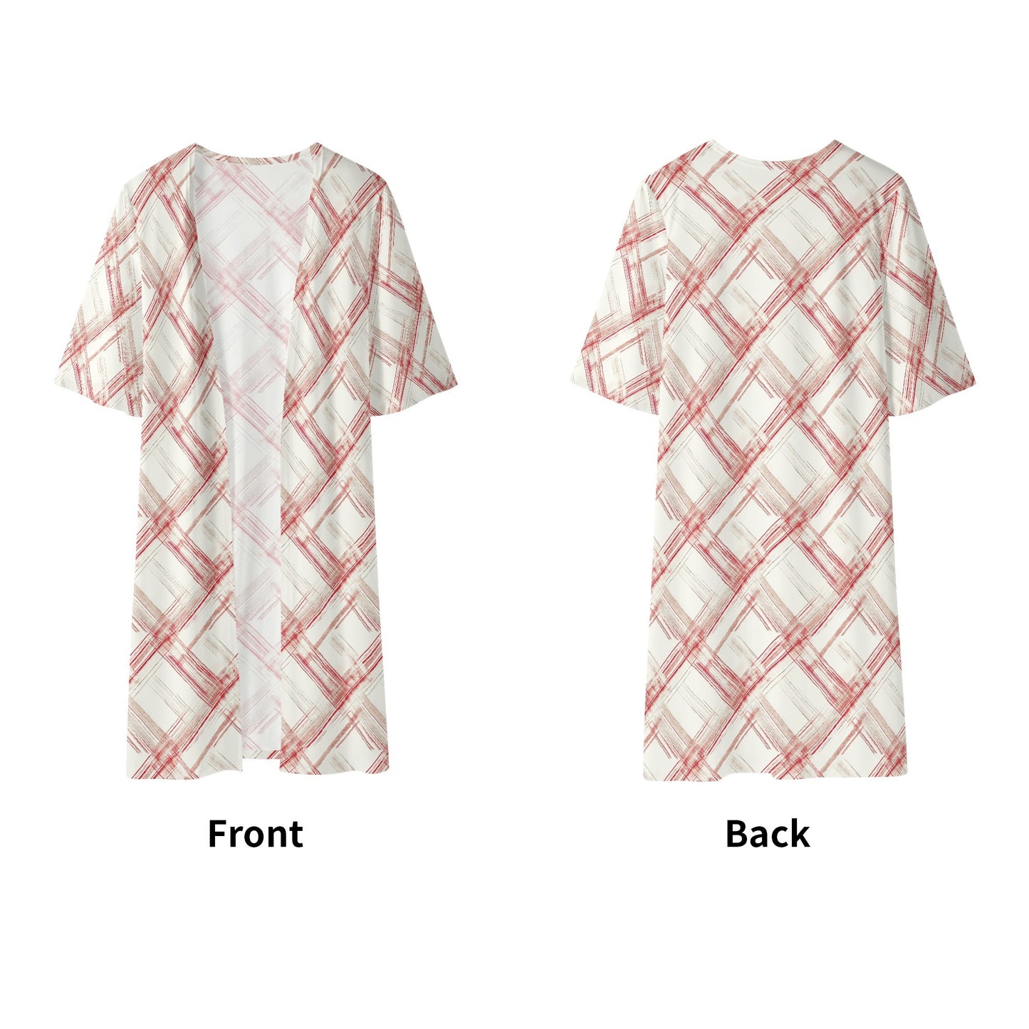 Winter Reds | Womens Half Sleeve Kimono Robe – Lightweight Layers, Effortless Style