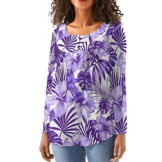 Tropical Dreams | Women's Scoop Neck Baby Doll Long Sleeved Blouse