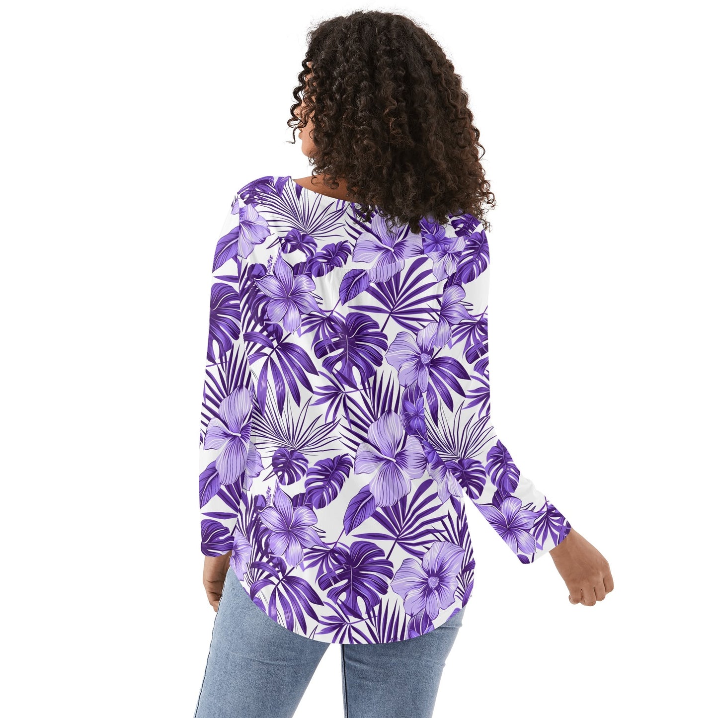 Tropical Dreams | Women's Long Sleeve Loose Flare Blouse - Avail in Plus Sizes