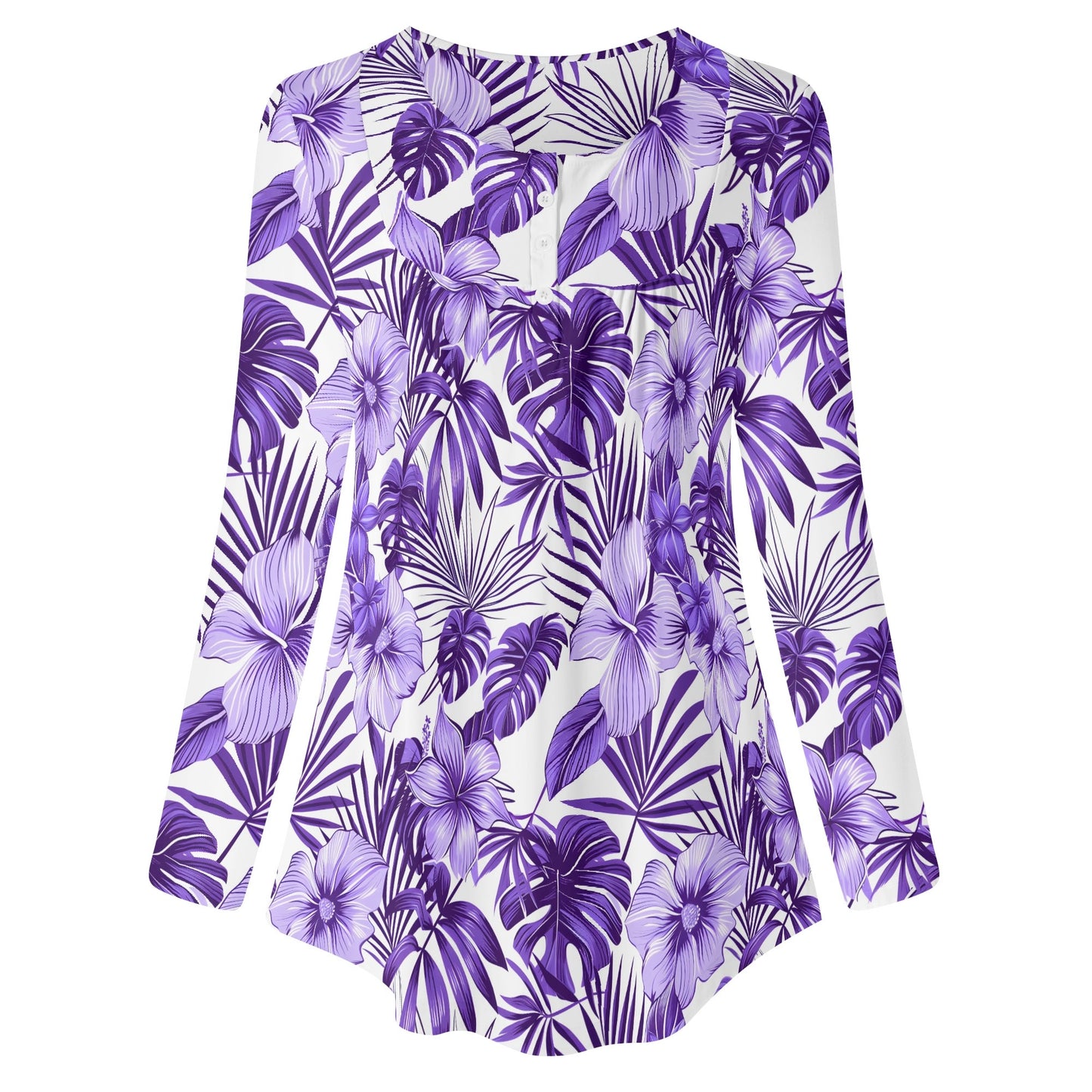 Tropical Dreams | Women's Long Sleeve Loose Flare Blouse - Avail in Plus Sizes
