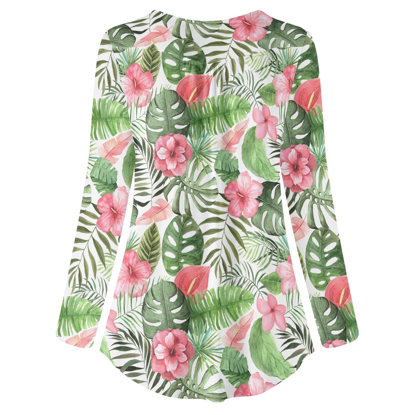 Tropical Dreams | Women's Long Sleeve Loose Flare Blouse - Avail in Plus Sizes