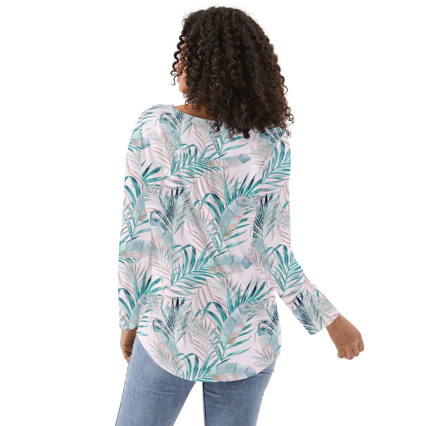 Tropical Dreams | Women's Long Sleeve Loose Flare Blouse - Avail in Plus Sizes