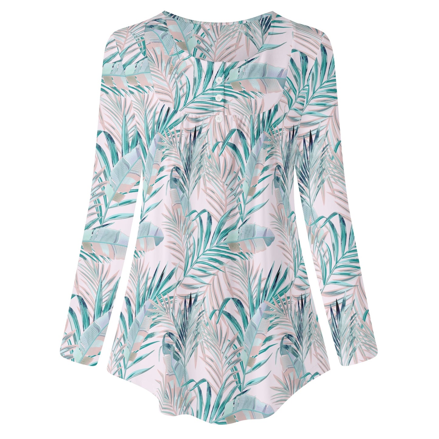 Tropical Dreams | Women's Long Sleeve Loose Flare Blouse - Avail in Plus Sizes