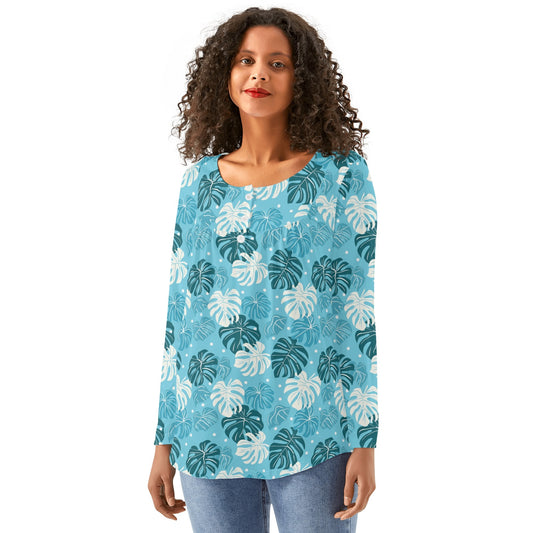 Tropical Dreams | Women's Long Sleeve Loose Flare Blouse - Avail in Plus Sizes