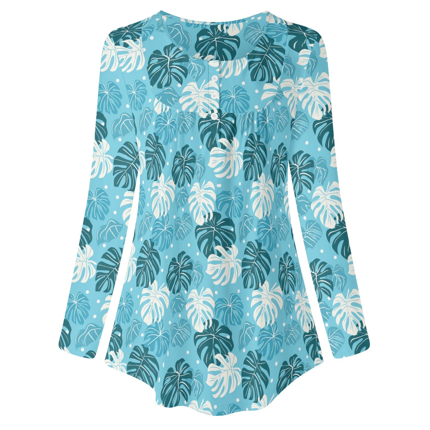 Tropical Dreams | Women's Long Sleeve Loose Flare Blouse - Avail in Plus Sizes