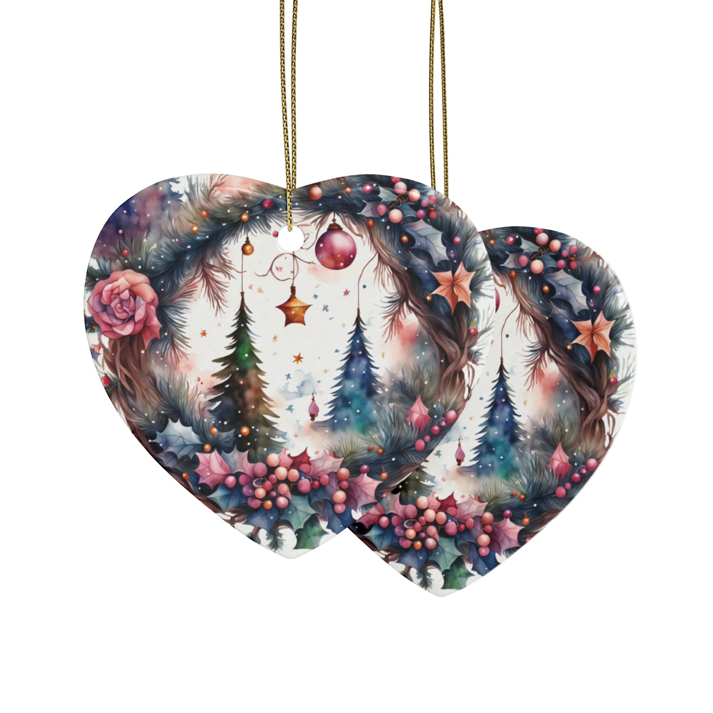 Idyllic Fantasy Christmas Scene | Ceramic Ornaments (1pcs, 5pcs, 10pcs, 20pcs) - 15