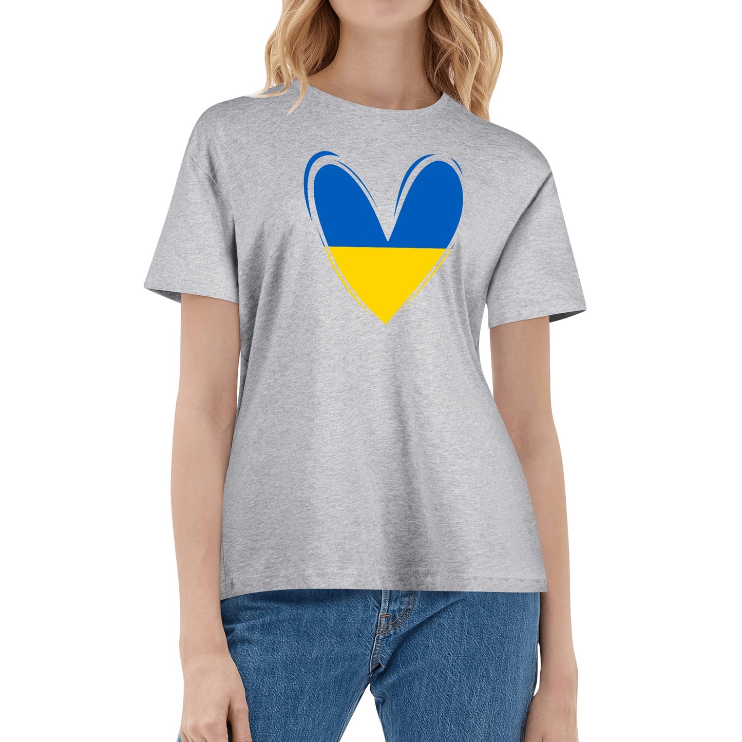 Love For Ukraine | Womens 100% Soft Cotton T-Shirt - Ukraine Flag