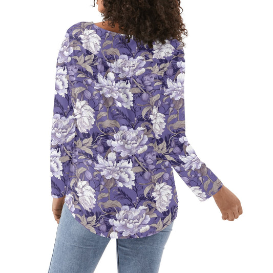 Pleasing Purple | Women's Long Sleeve Loose Flare Blouse - Avail in Plus Sizes