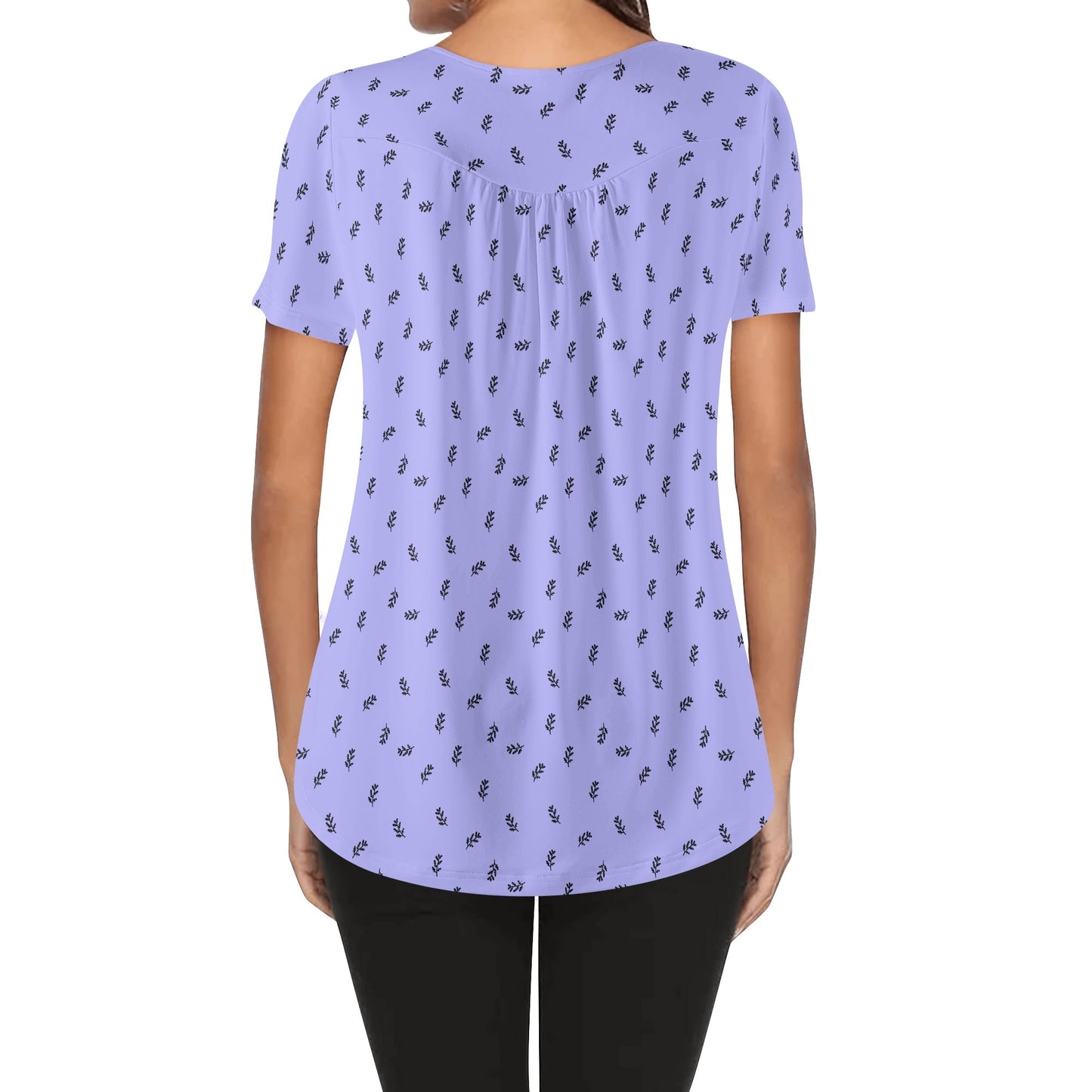 BOHO Leaves - Minimalist Design | Womens Scoop Neck Short Sleeve Loose Blouse - Plus Sizes Available - Purples