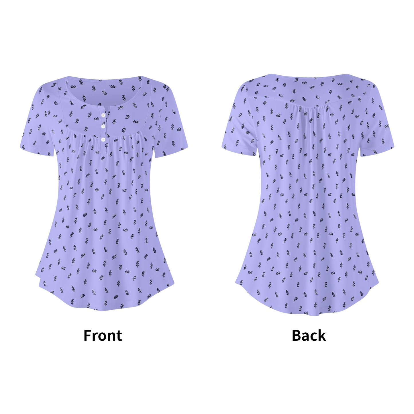 BOHO Leaves - Minimalist Design | Womens Scoop Neck Short Sleeve Loose Blouse - Plus Sizes Available - Purples