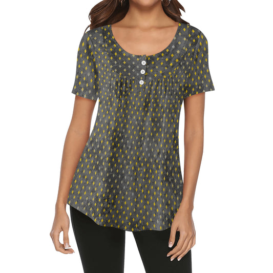 Gothic Motifs | Womens Scoop Neck Short Sleeve Loose Blouse - Plus Sizes Available