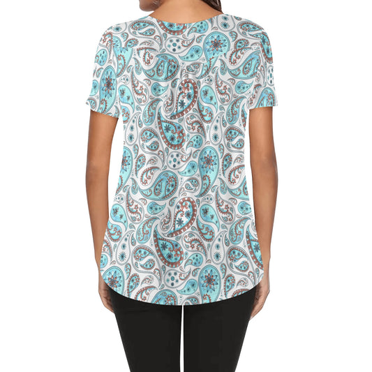 Paislies | Womens Scoop Neck Short Sleeve Loose Blouse