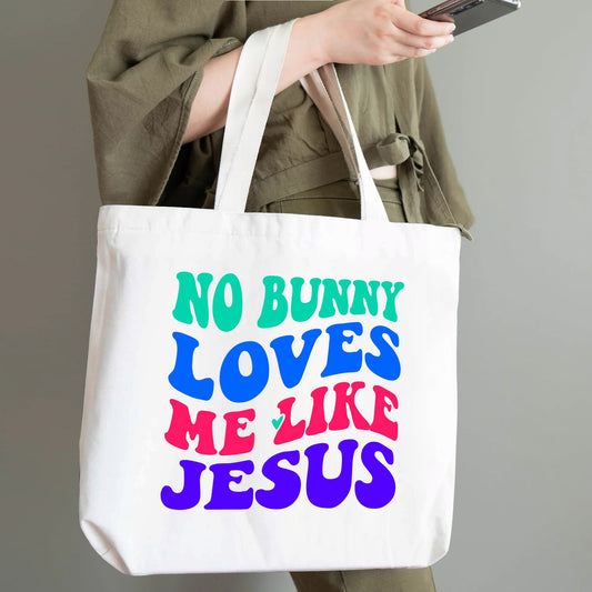 No Bunny Loves Me Like Jesus | 100% Cotton Retro Tote Bag - Eco-Friendly