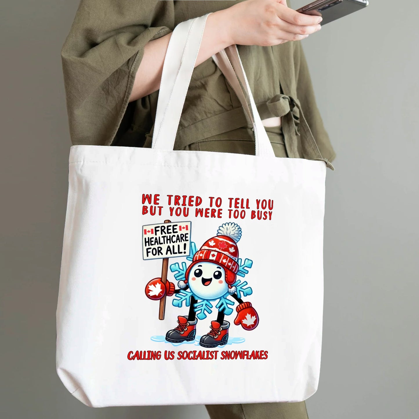 Standing Up For Canada | 100% Cotton Tote Bag (Single-sided Print)