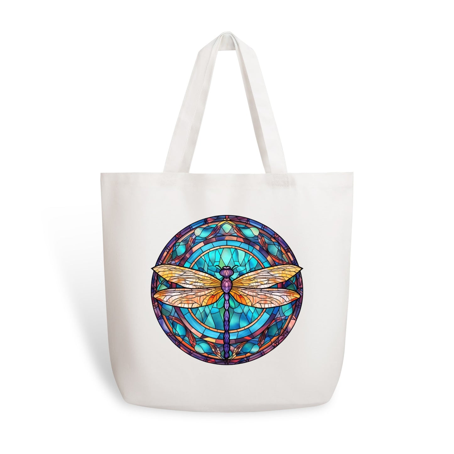Dragonfly Stained Glass | 100% Cotton Tote Bag (Single-sided Print)